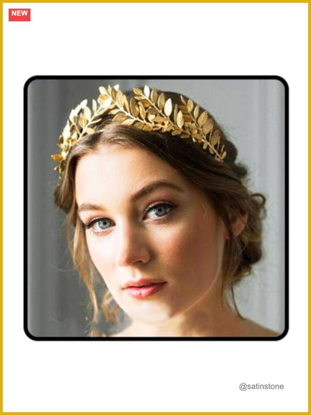 Gold Leaf Headband Greek Goddess Bridal Laurel Crown Wedding Hair Accessory